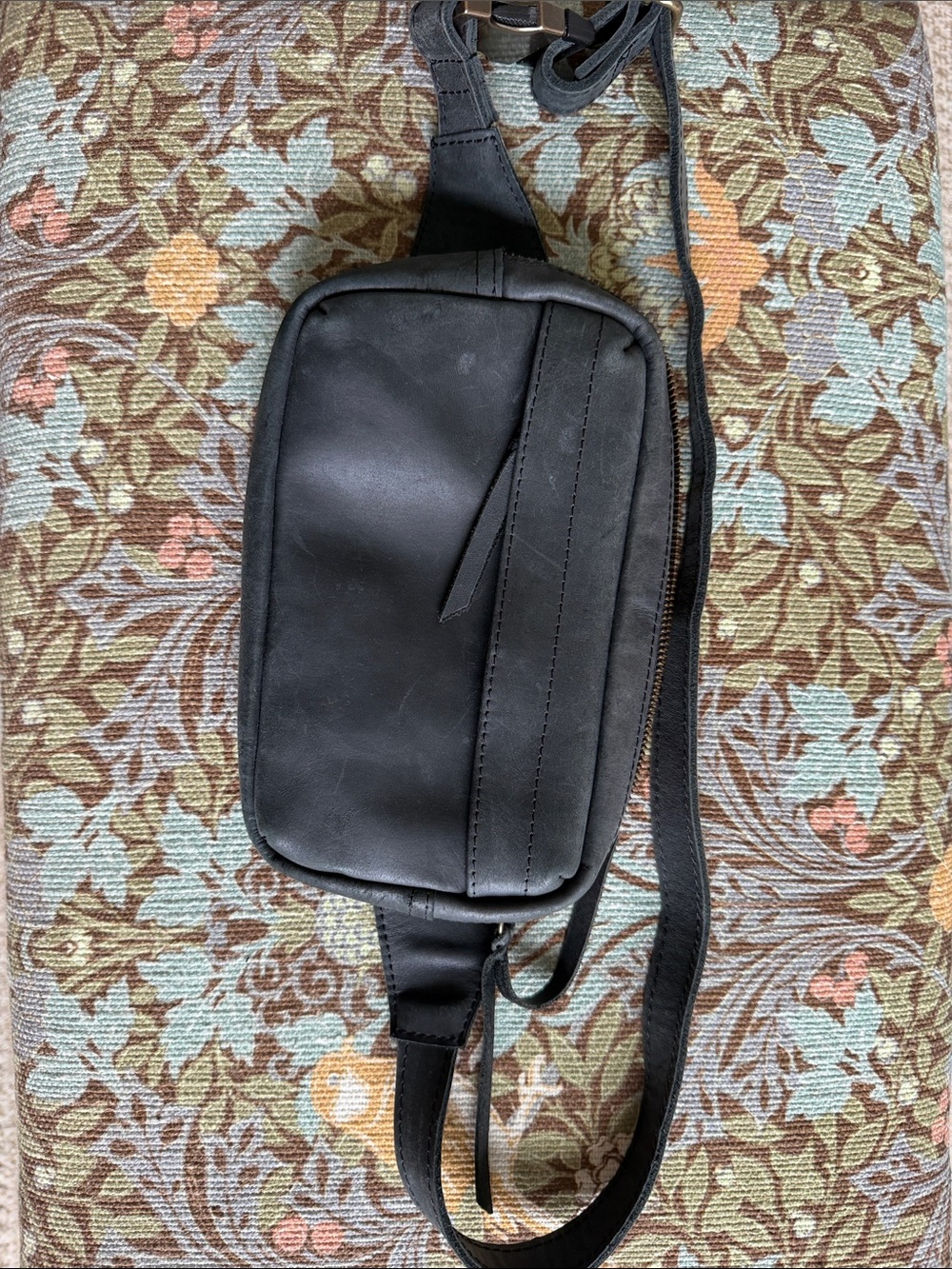 Able Classic Black Leather Crossbody Sling Bag